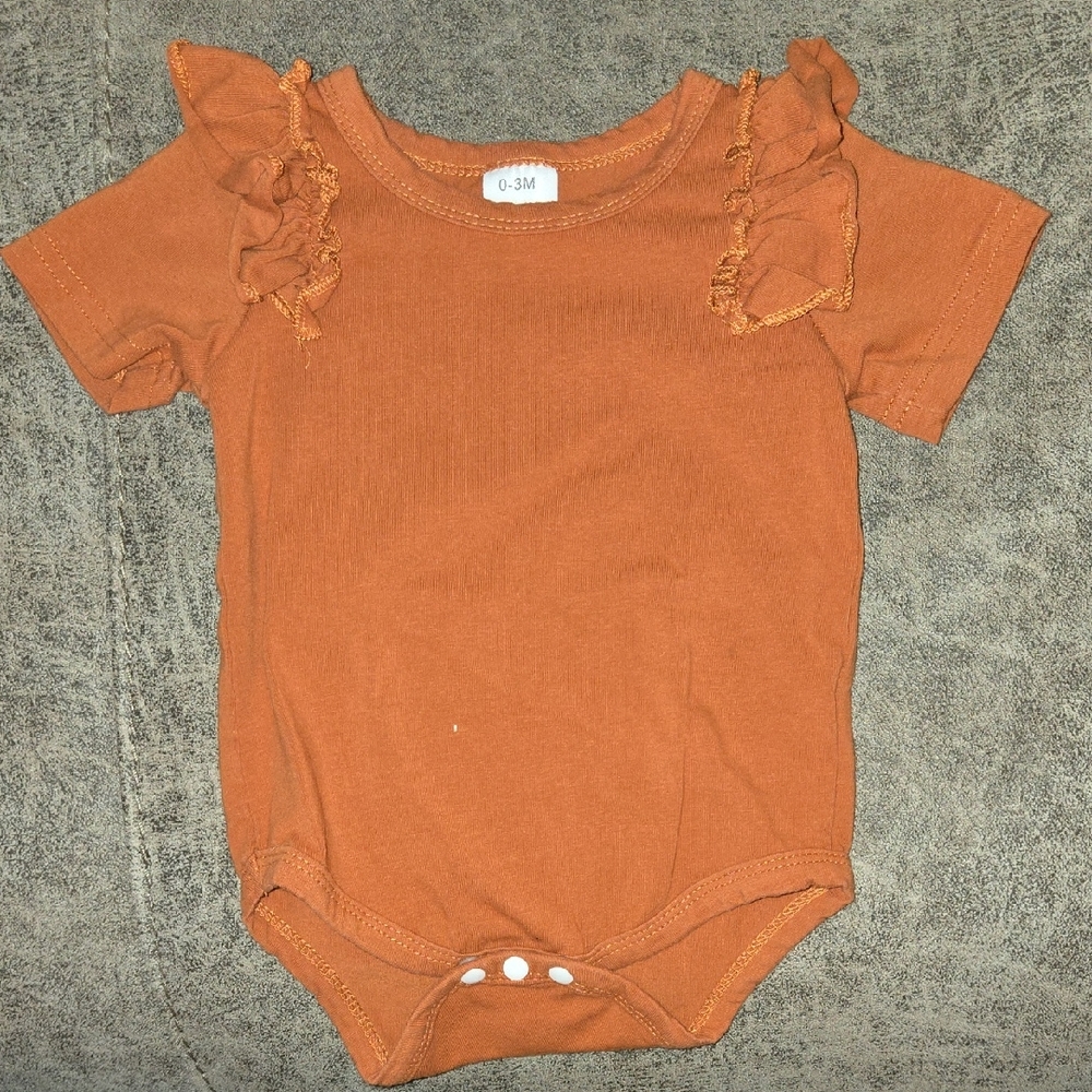 Rust Orange Ruffled One Piece